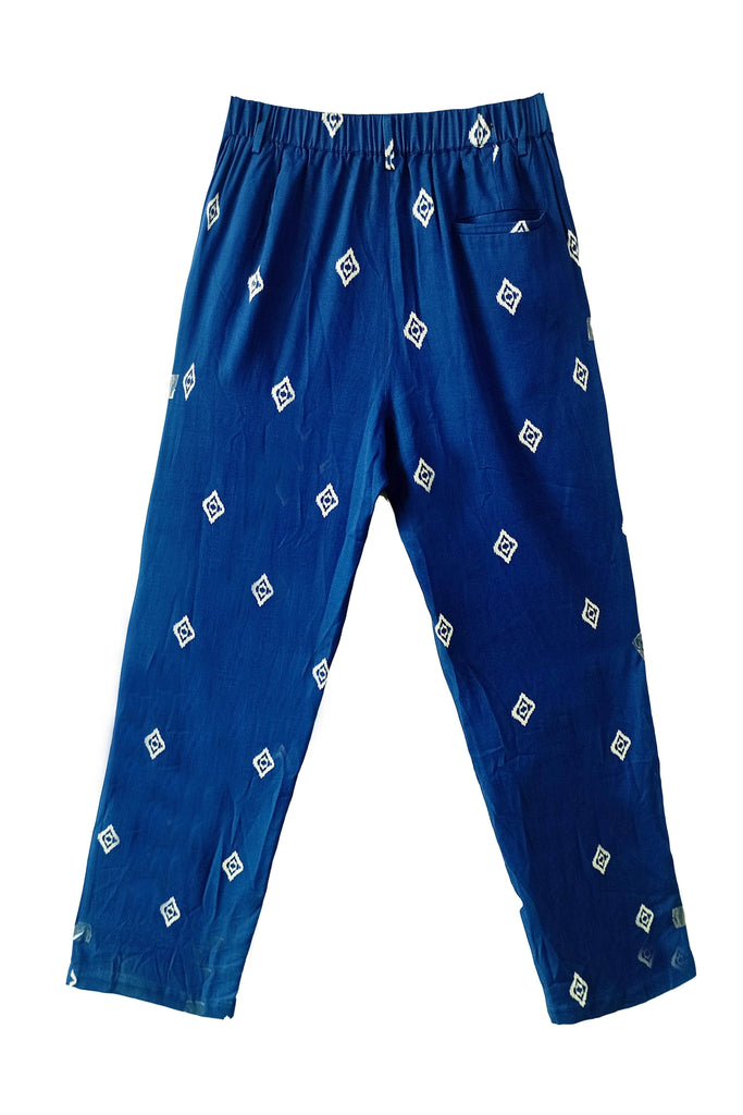 BLUE IKKAT PRINT PANT - dash and dot dash and dot
