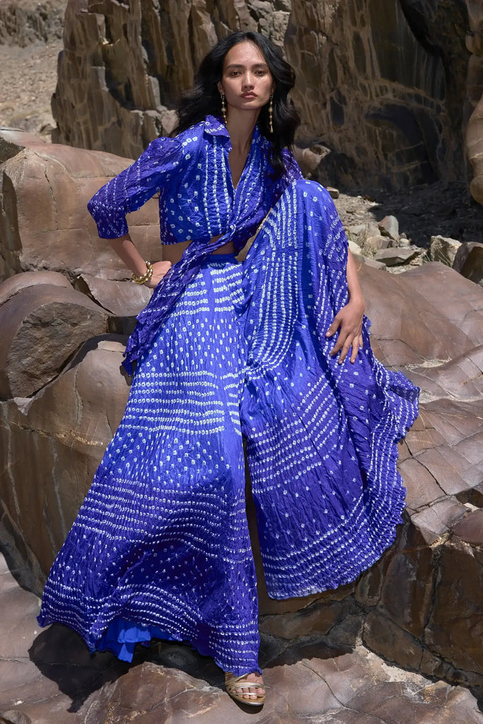 BANDHANI TOP & FLARED PANT dash and dot