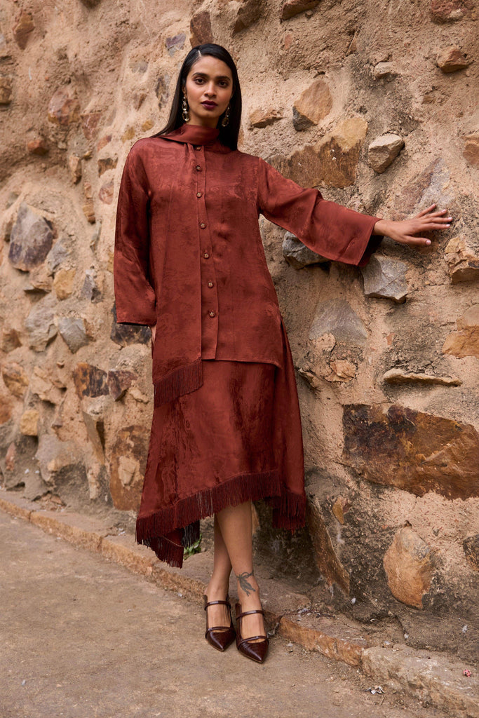 FRINGE AND JACQUARD PATTERNED SKIRT SET - dash and dot dash and dot