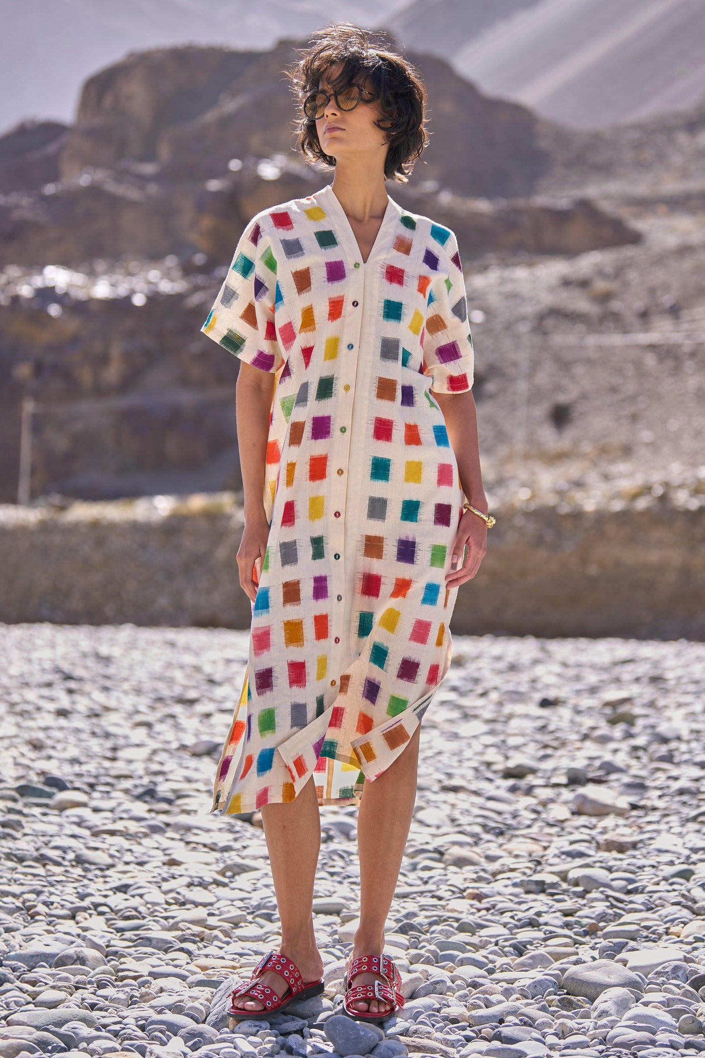 MULTICOLOUR IKAT SHIRT DRESS - dash and dot