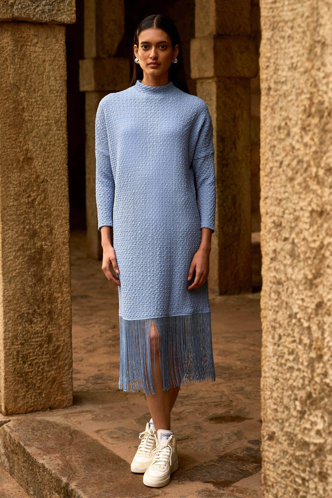 TEXTURED KNIT FRINGE MIDI - dash and dot dash and dot