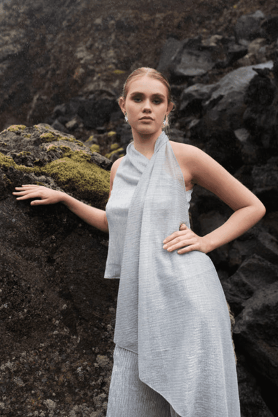 LAMÉ DRAPED SCARF SET - dash and dot