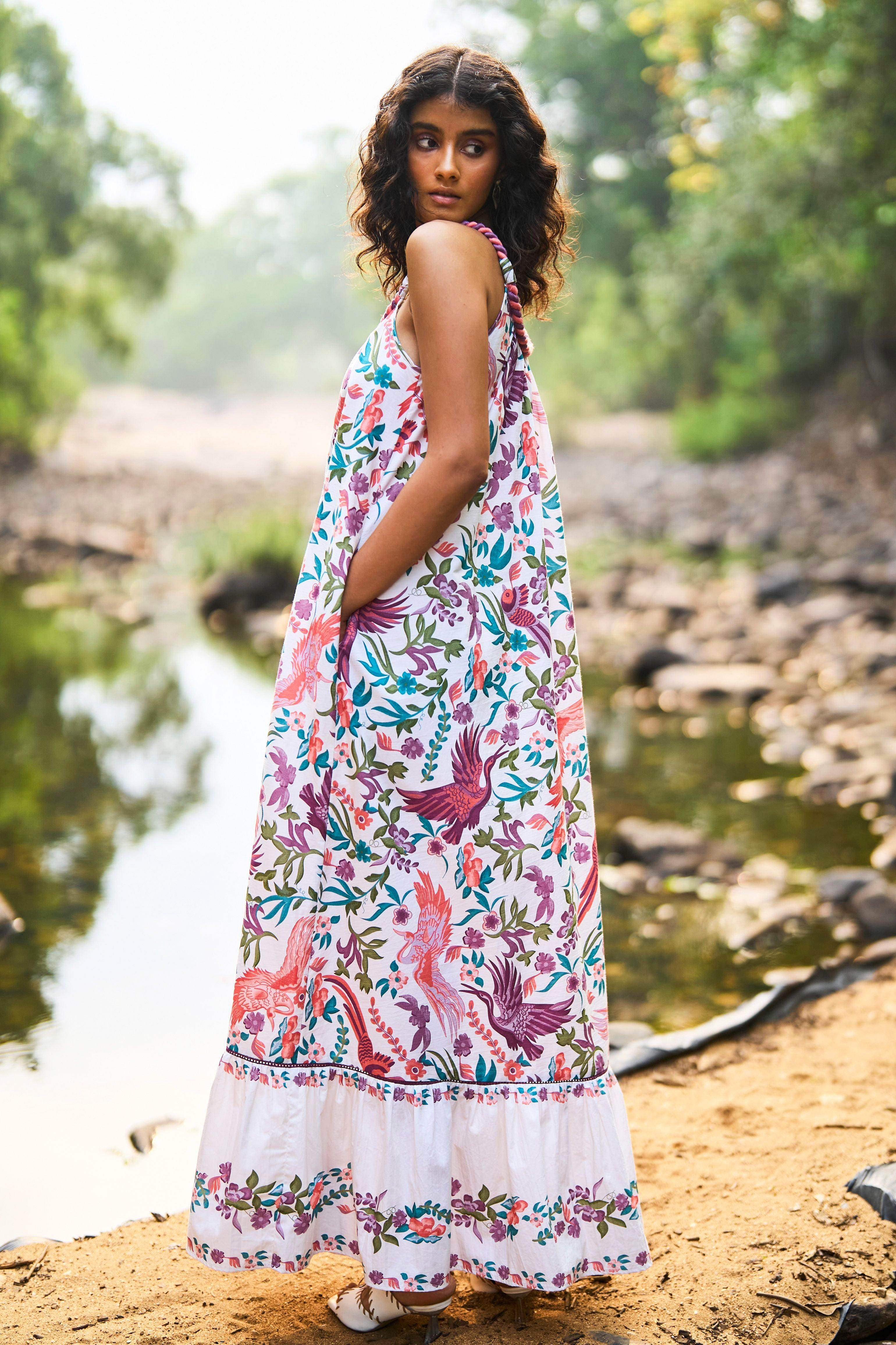 open lace back dress Dash and Dot - PRINTED PASTEL MAXI