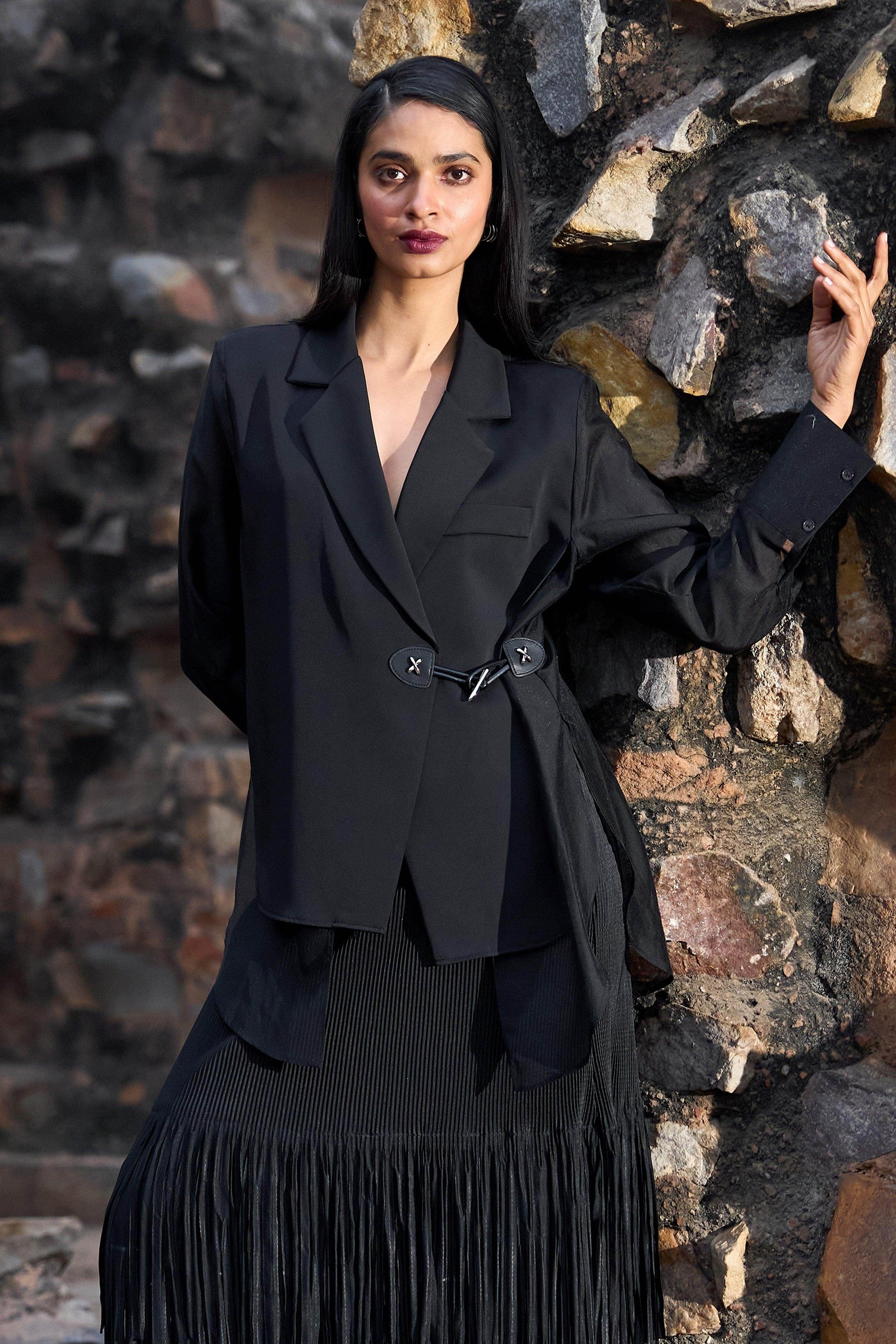 SIDE-TIE BLAZER SHIRT - dash and dot