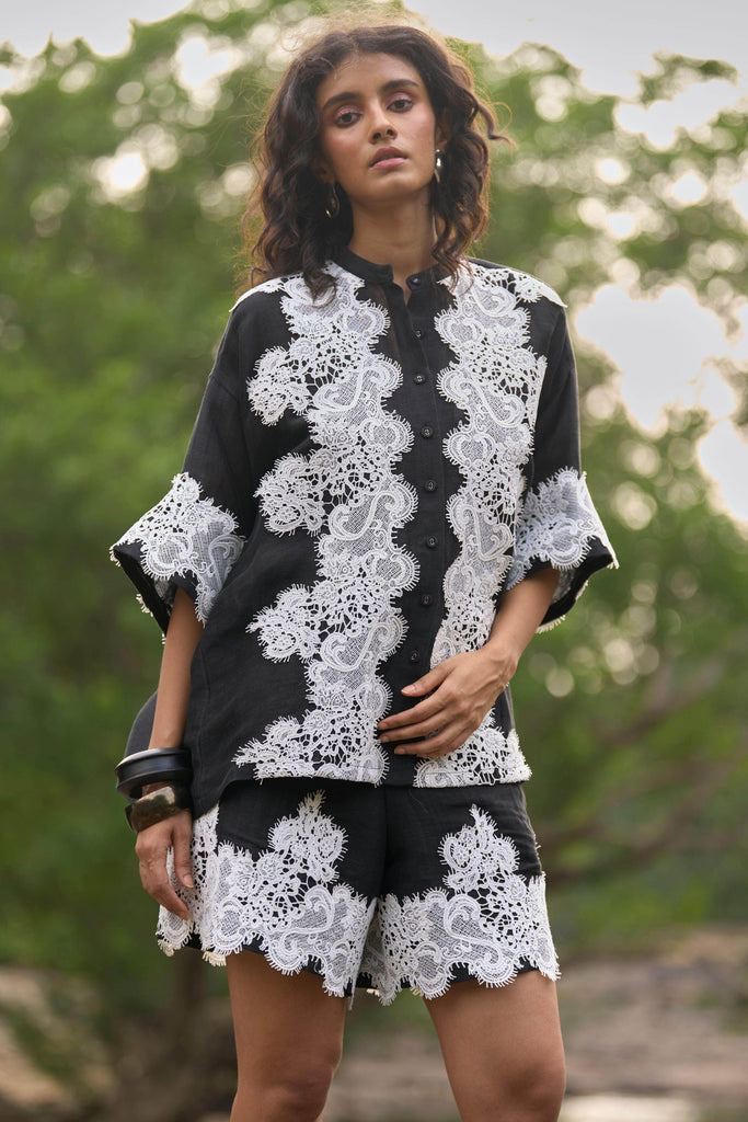 SILK LINEN LACE SHORTS - dash and dot dash and dot