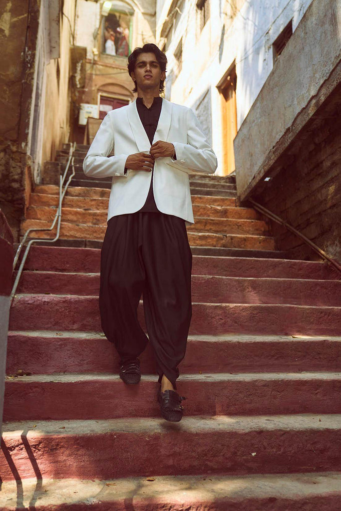 TUXEDO, SHIRT AND COWL PANT SET - dash and dot dash and dot