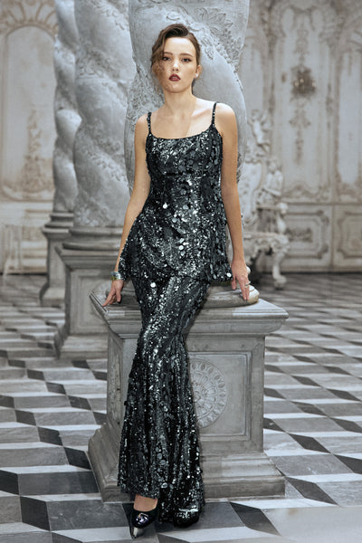 PAILLETTE PEPLUM TOP & FLARED PANT