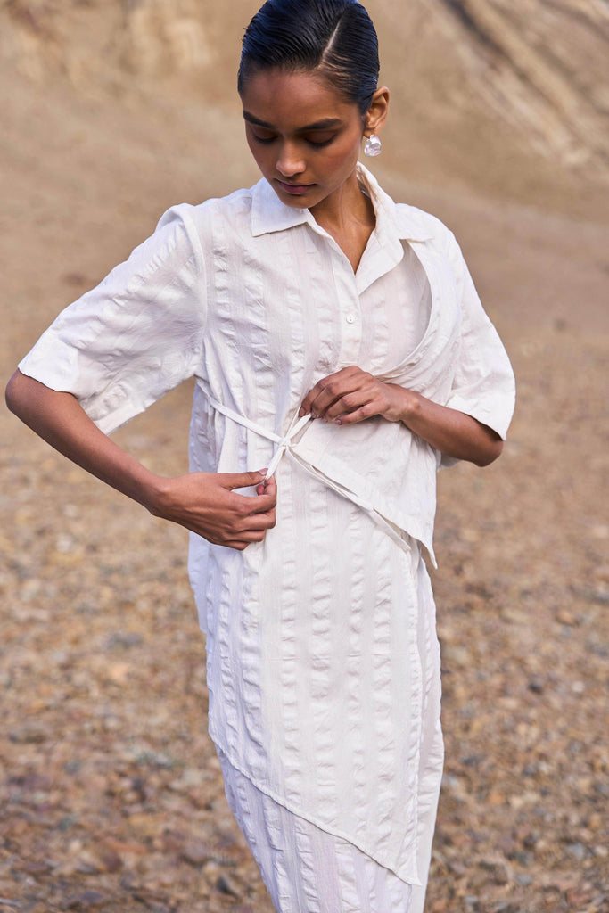 ASYMMETRIC SIDE-TIE TOP - dash and dot dash and dot