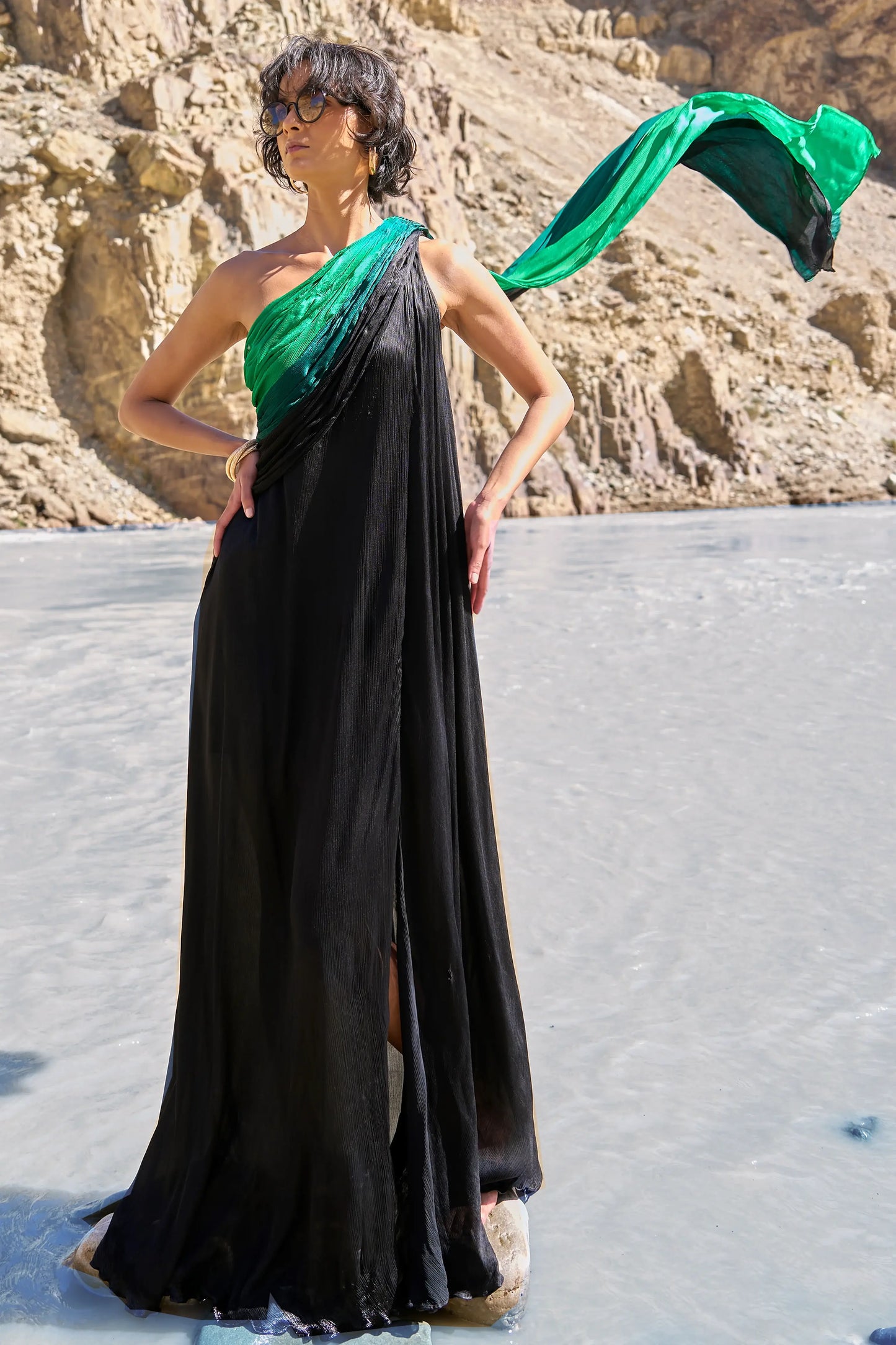 OMBRÉ DRAPED SARI GOWN