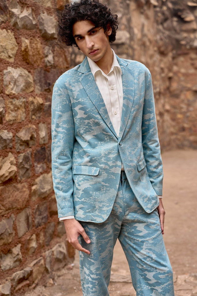 INDIGO JACQUARD BLAZER - dash and dot dash and dot