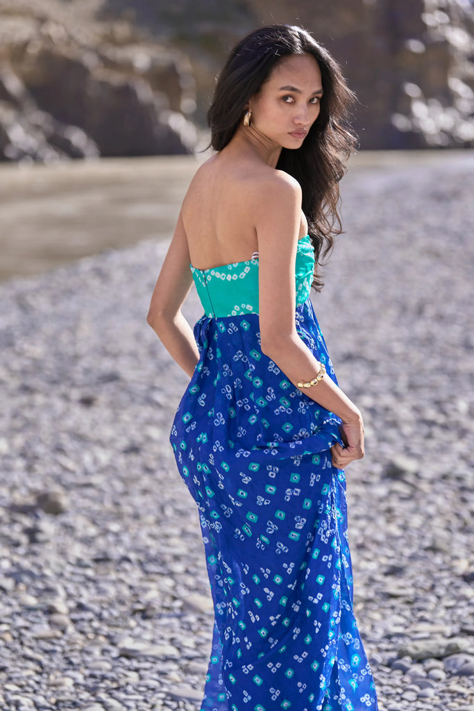 BANDHANI DRAPED DRESS dash and dot