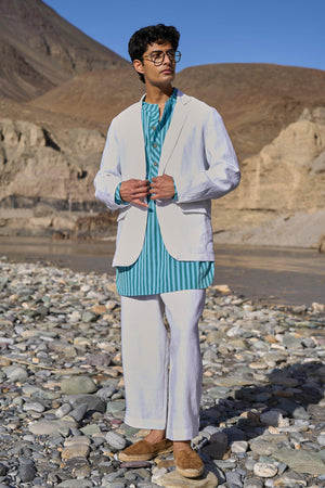 WHITE LINEN BLAZER - dash and dot