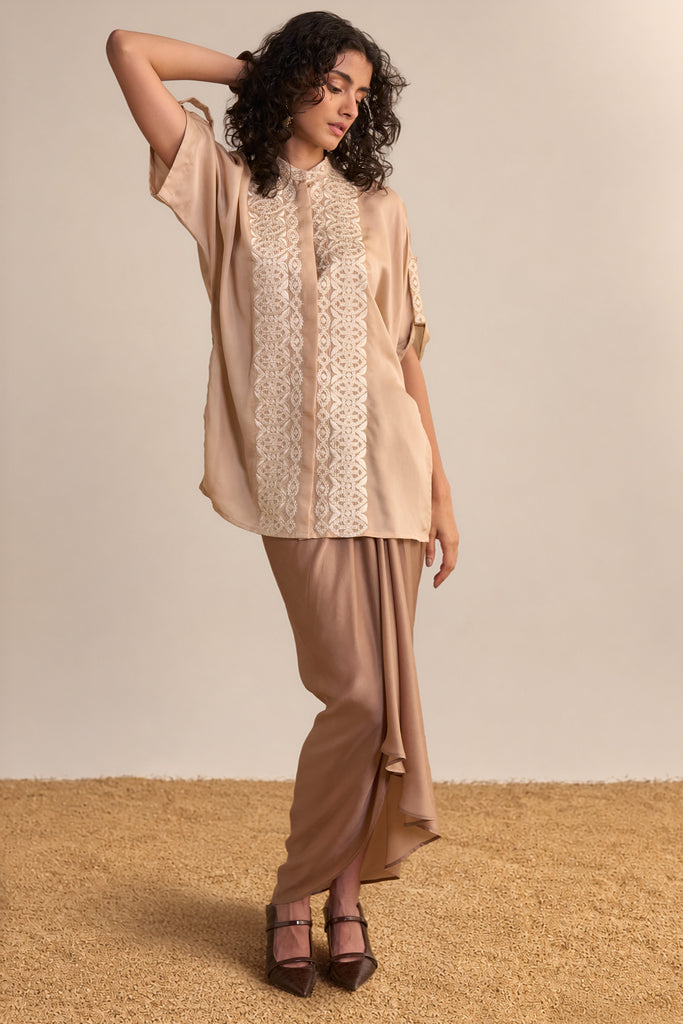 LACE EMBROIDERED SATIN TOP dash and dot