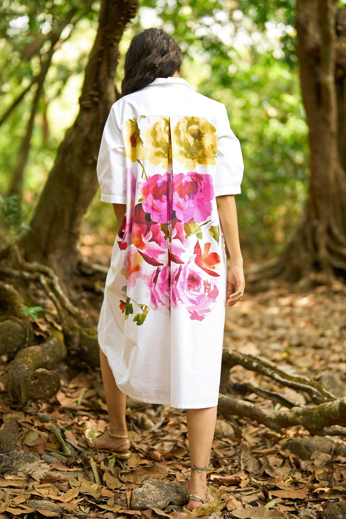 WATERCOLOUR FLORAL SHIRT DRESS - dash and dot dash and dot