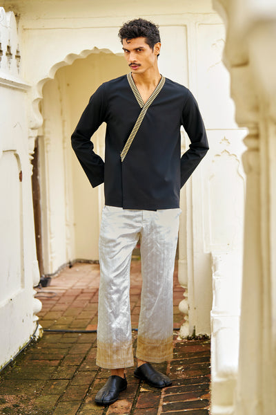 BENARES SILK BROCADE BORDER PANTS