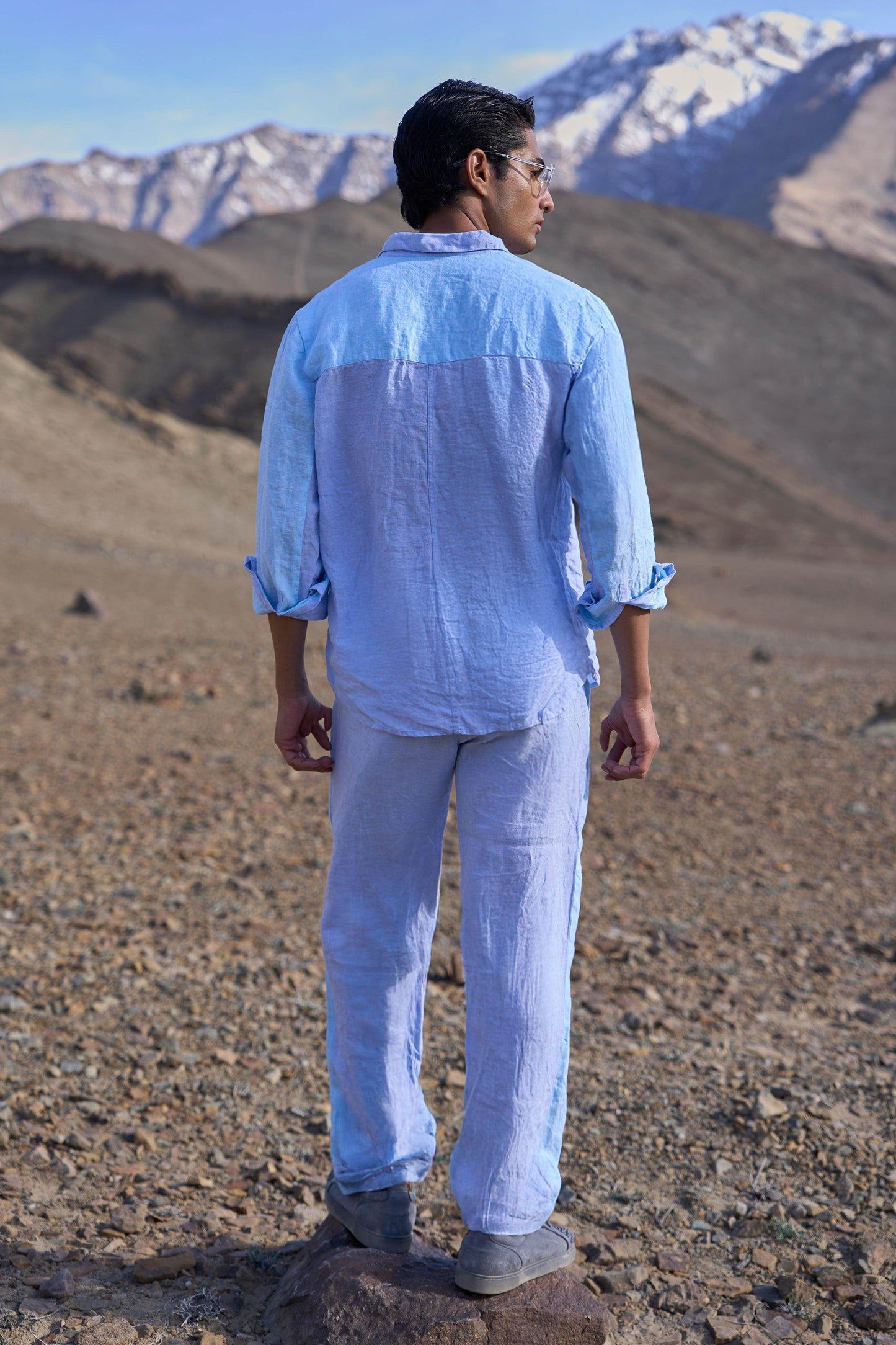 LINEN COLOUR BLOCK PANT SET - dash and dot