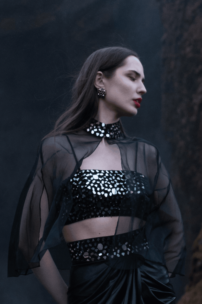 MIRROR EMBROIDERED BRALETTE AND CAPE SET - dash and dot dash and dot