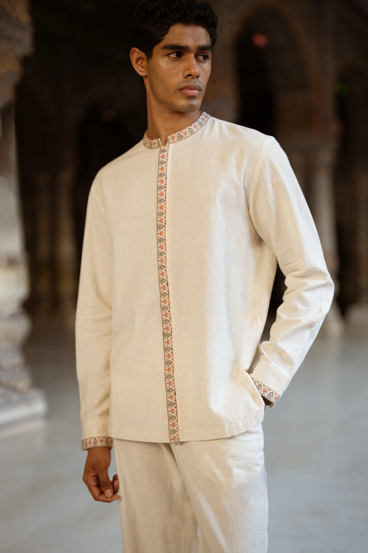 Aari Embroidered Linen Shirt