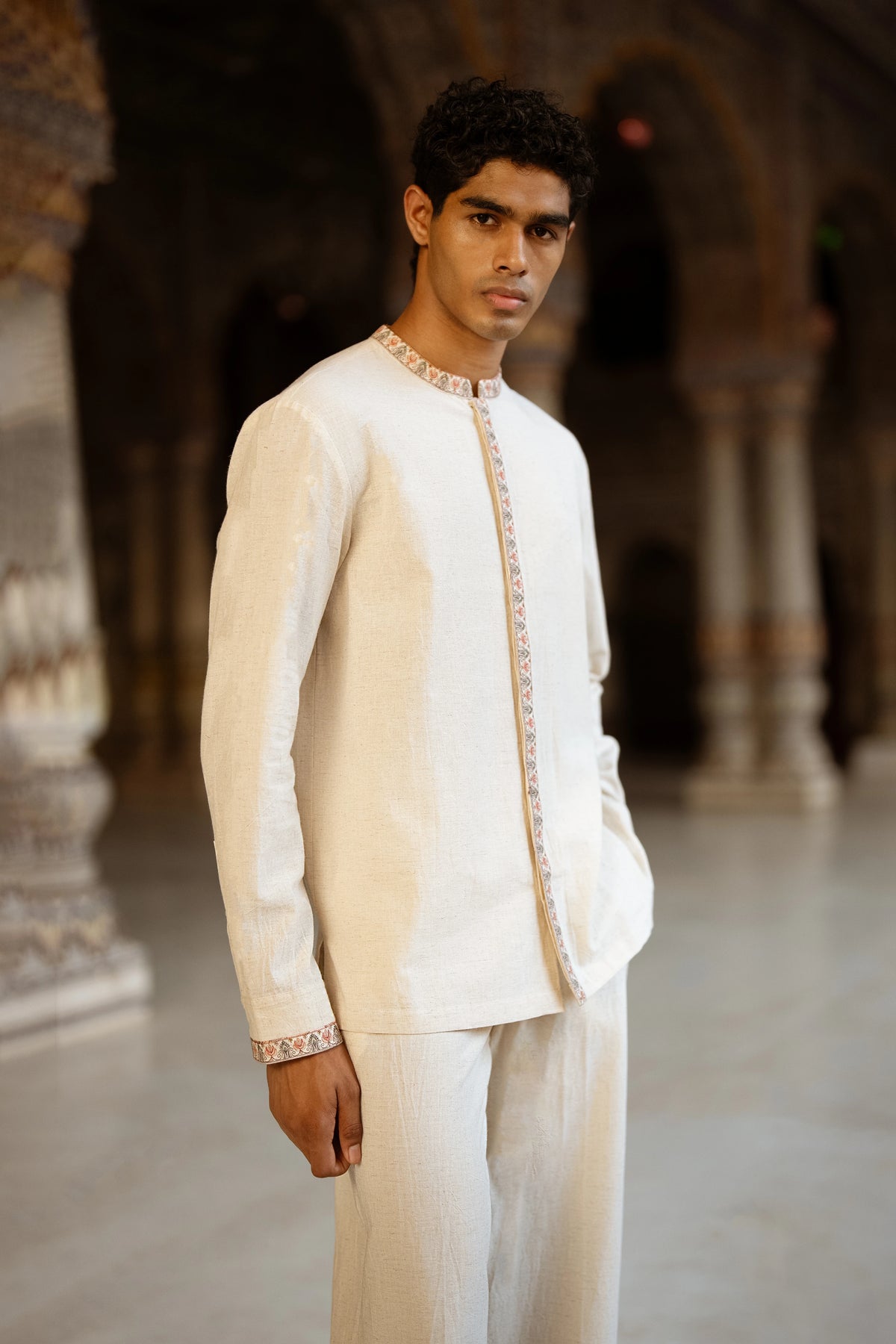 Aari Embroidered Linen Shirt