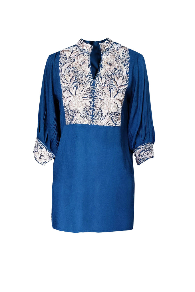 EMBROIDERED TEAL TOP - dash and dot dash and dot