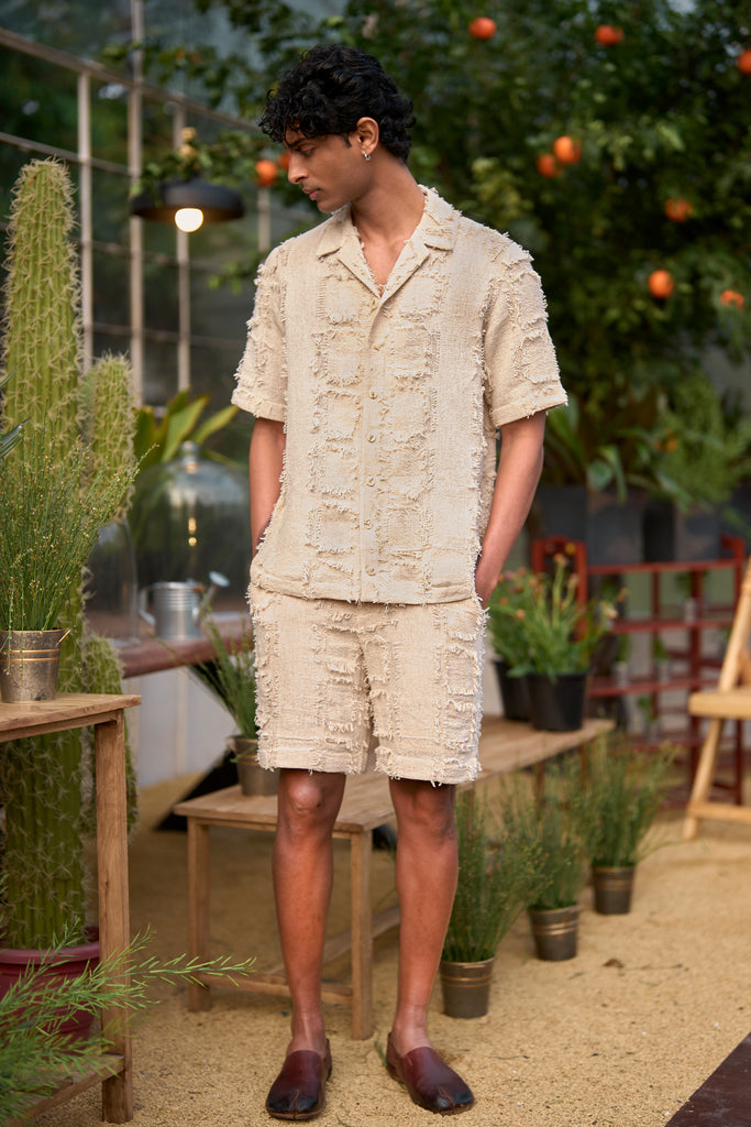 FRAYED JACQUARD SHORTS dash and dot