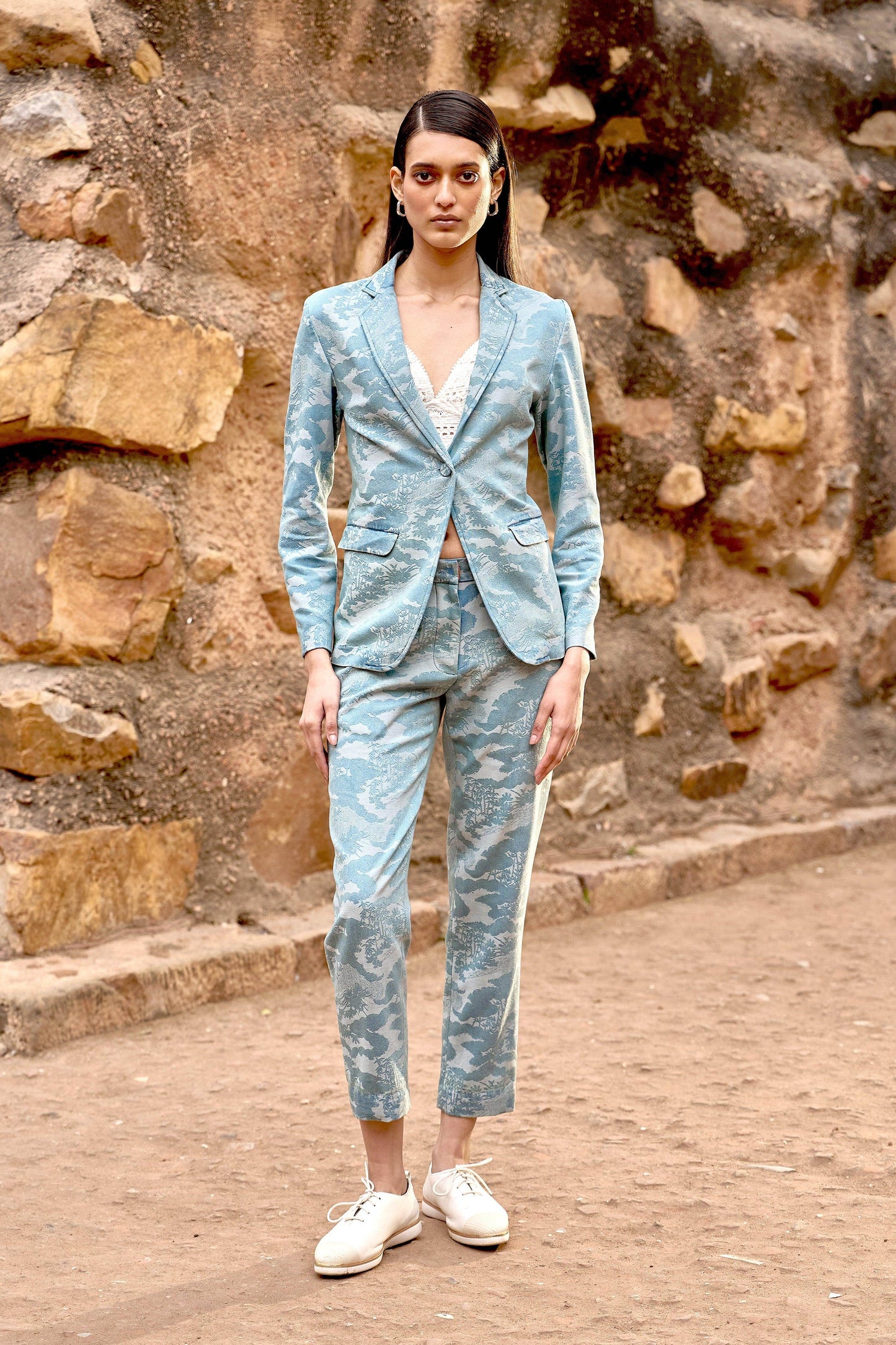 INDIGO JACQUARD PANT - dash and dot