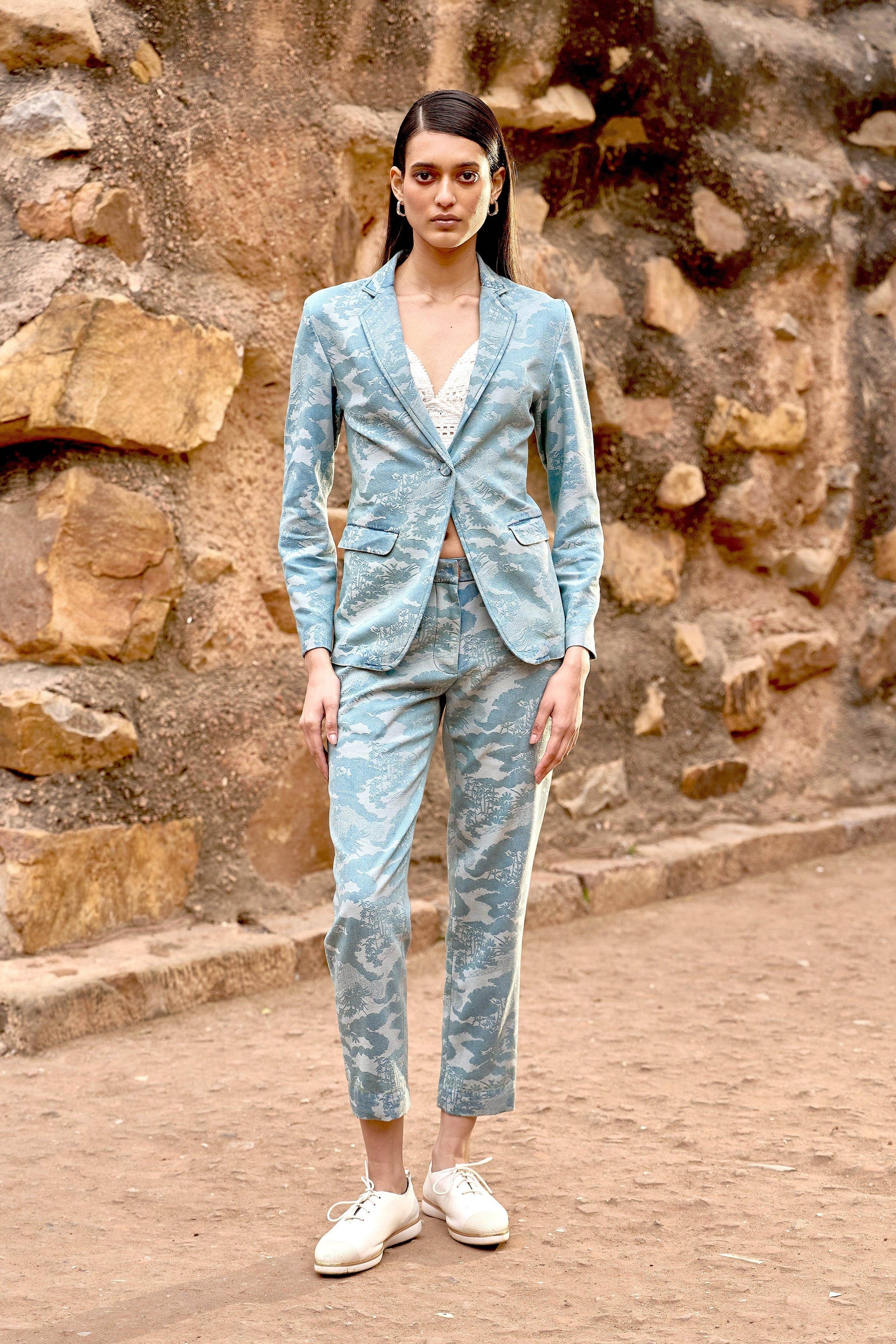 INDIGO JACQUARD PANT - dash and dot