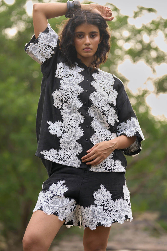 SILK LINEN LACE SHORTS - dash and dot dash and dot