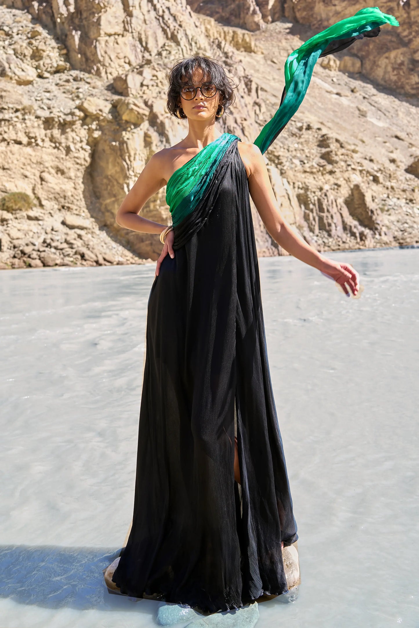 OMBRÉ DRAPED SARI GOWN
