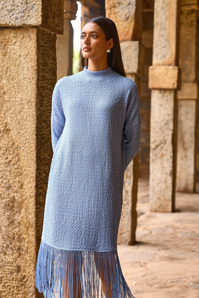 TEXTURED KNIT FRINGE MIDI - dash and dot dash and dot