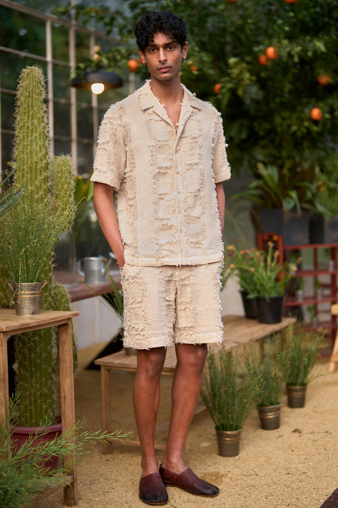 FRAYED JACQUARD SHORTS SET dash and dot