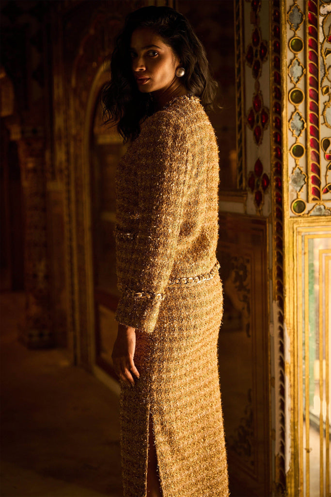 GOLD BOUCLÉ JACKET - dash and dot dash and dot