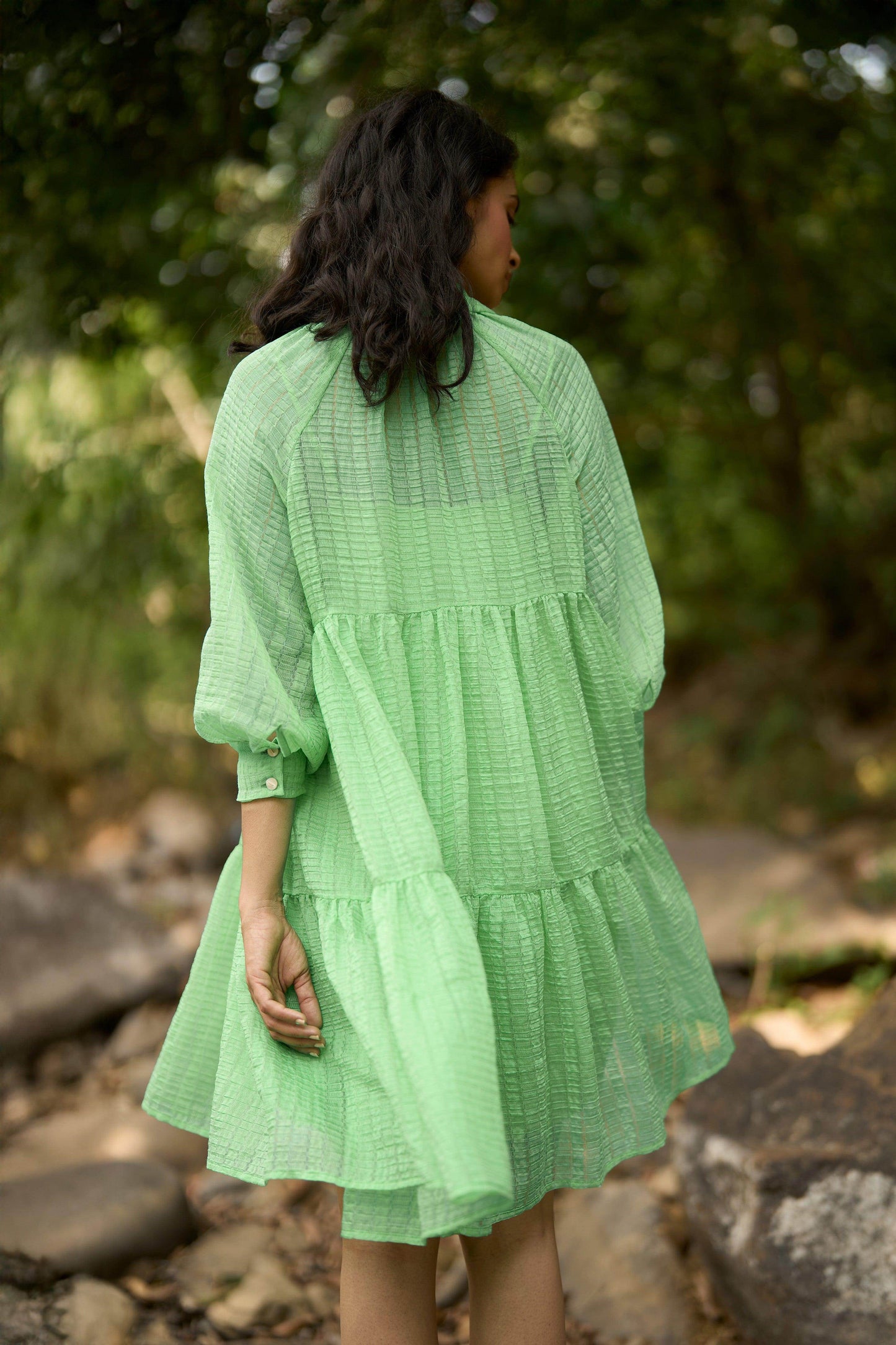 TEXTURED TIERED DRESS - dash and dot