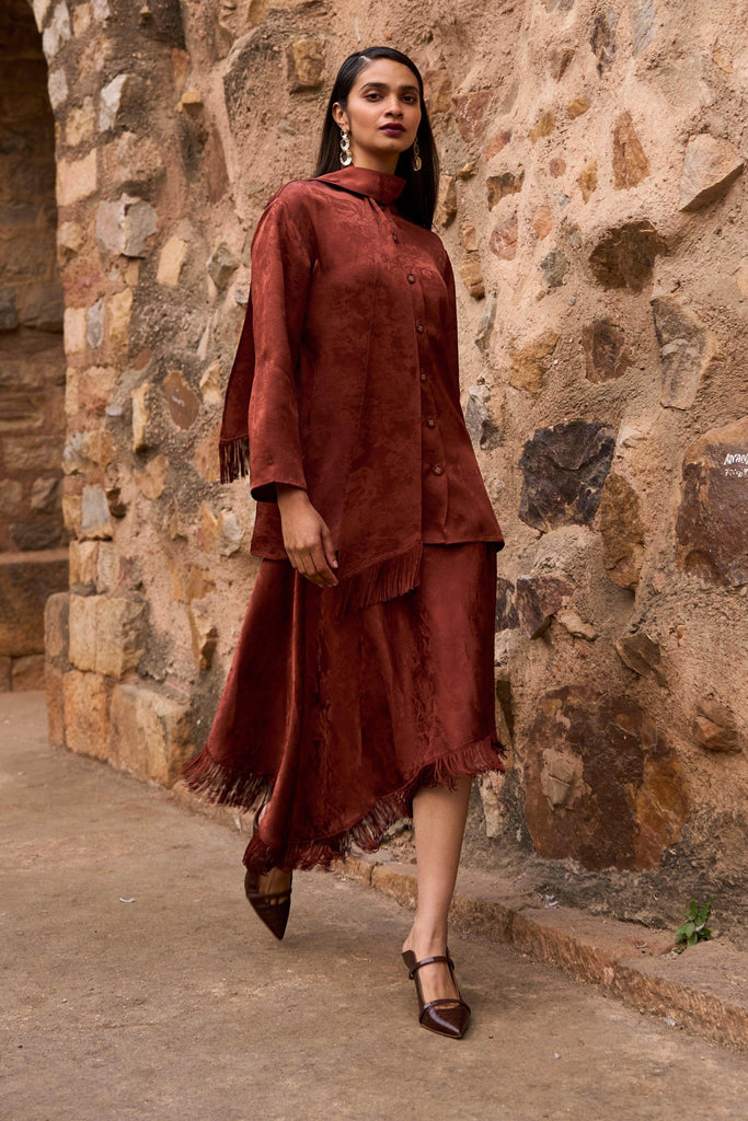 FRINGE HEM PATTERNED SKIRT - dash and dot dash and dot