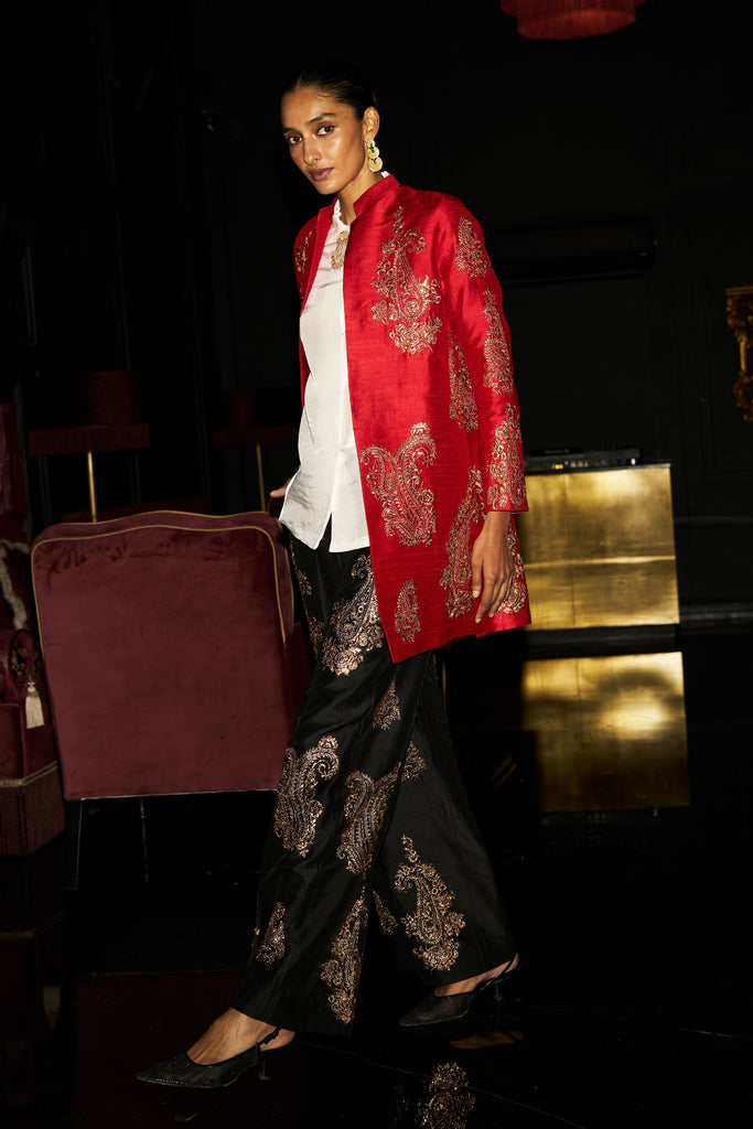 EMBROIDERED PAISLEY JACKET, SHIRT AND PANT dash and dot