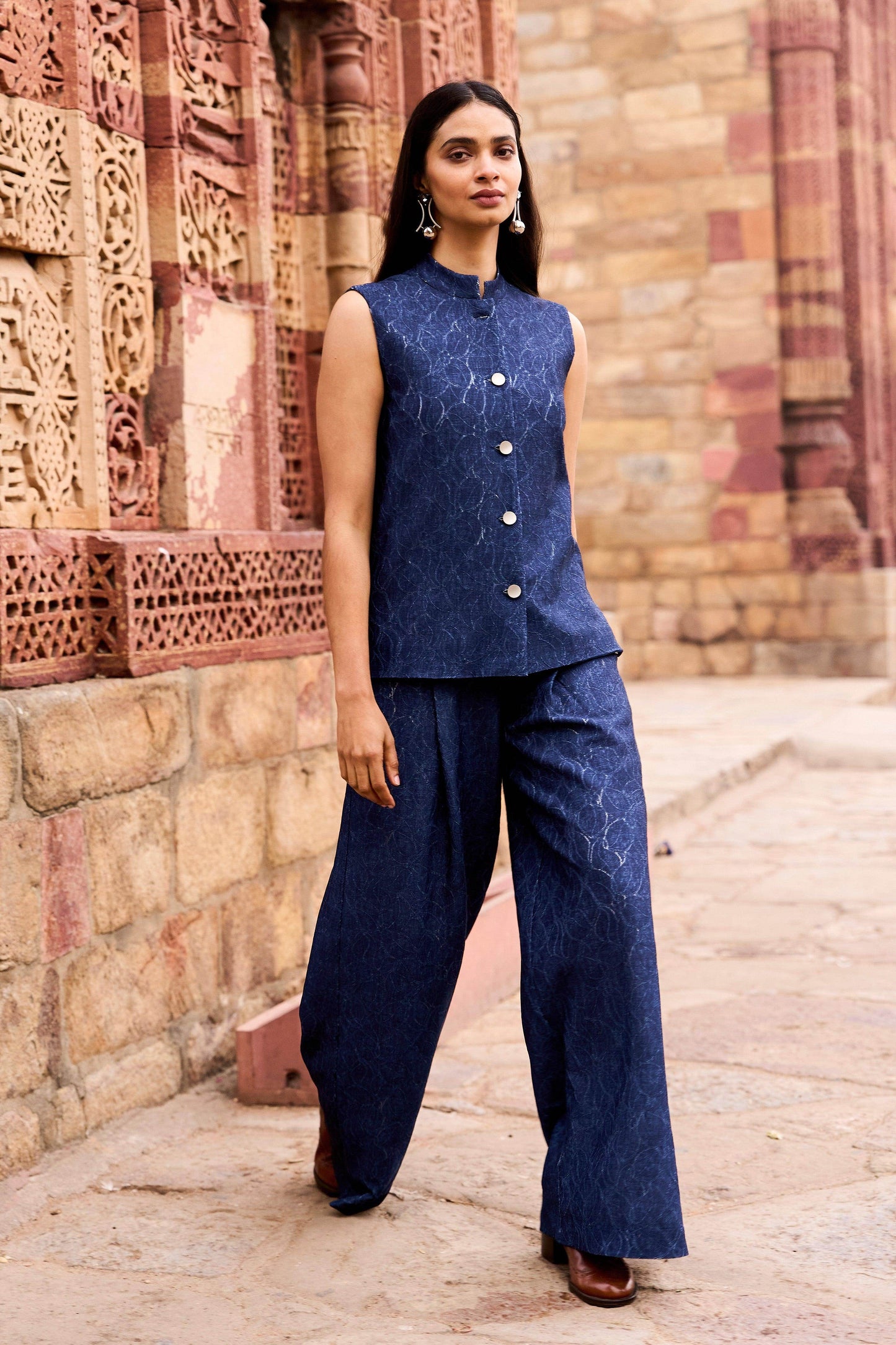 DENIM LACE WAISTCOAT AND PANT SET - dash and dot