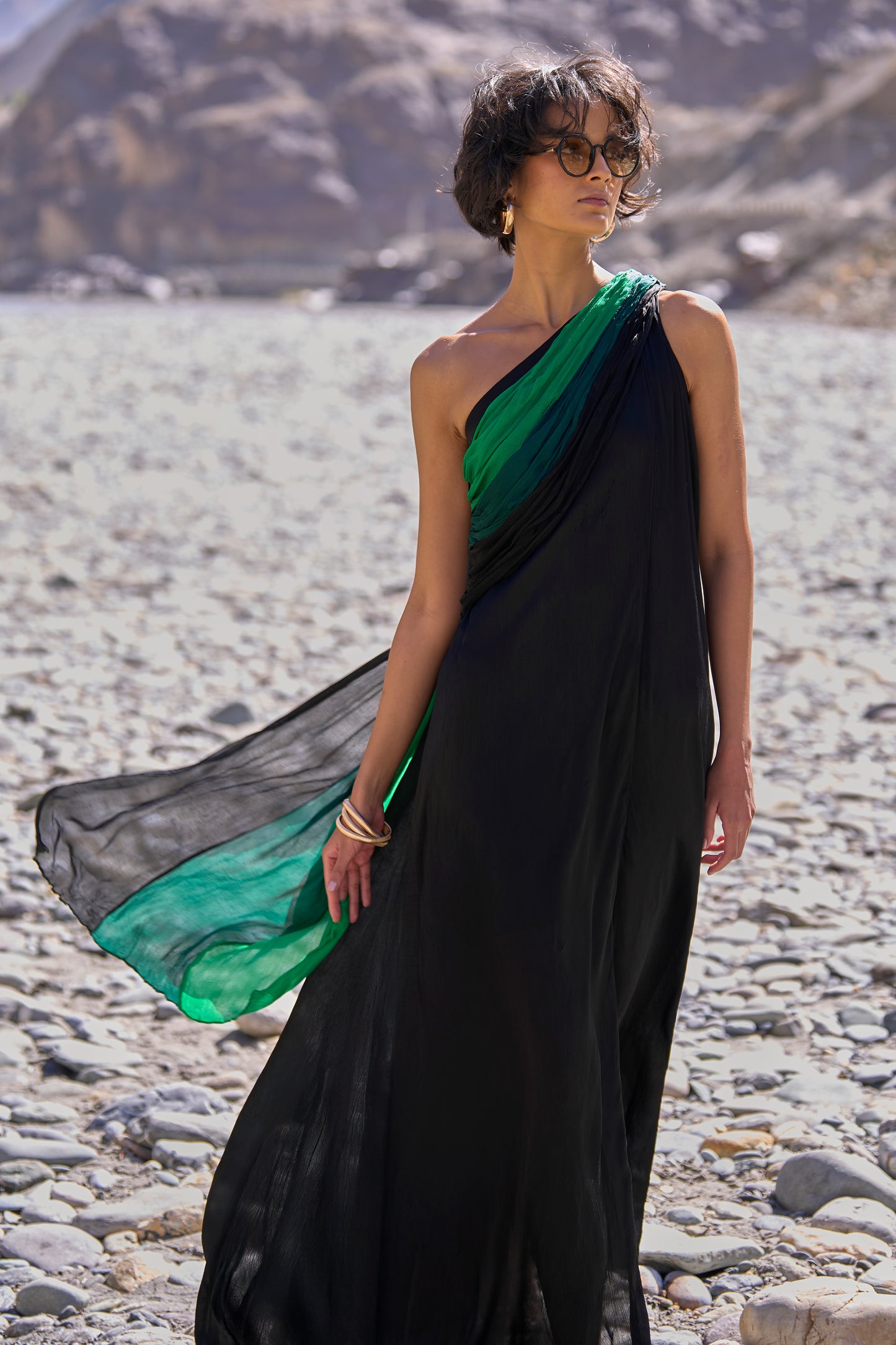 OMBRÉ DRAPED SARI GOWN
