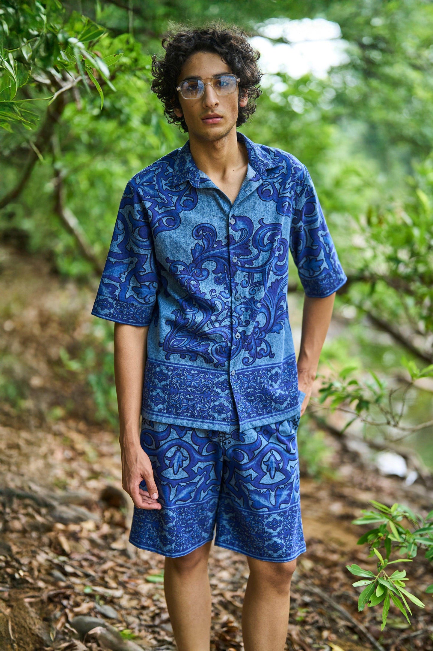 DENIM PRINTED SHORTS SET - dash and dot