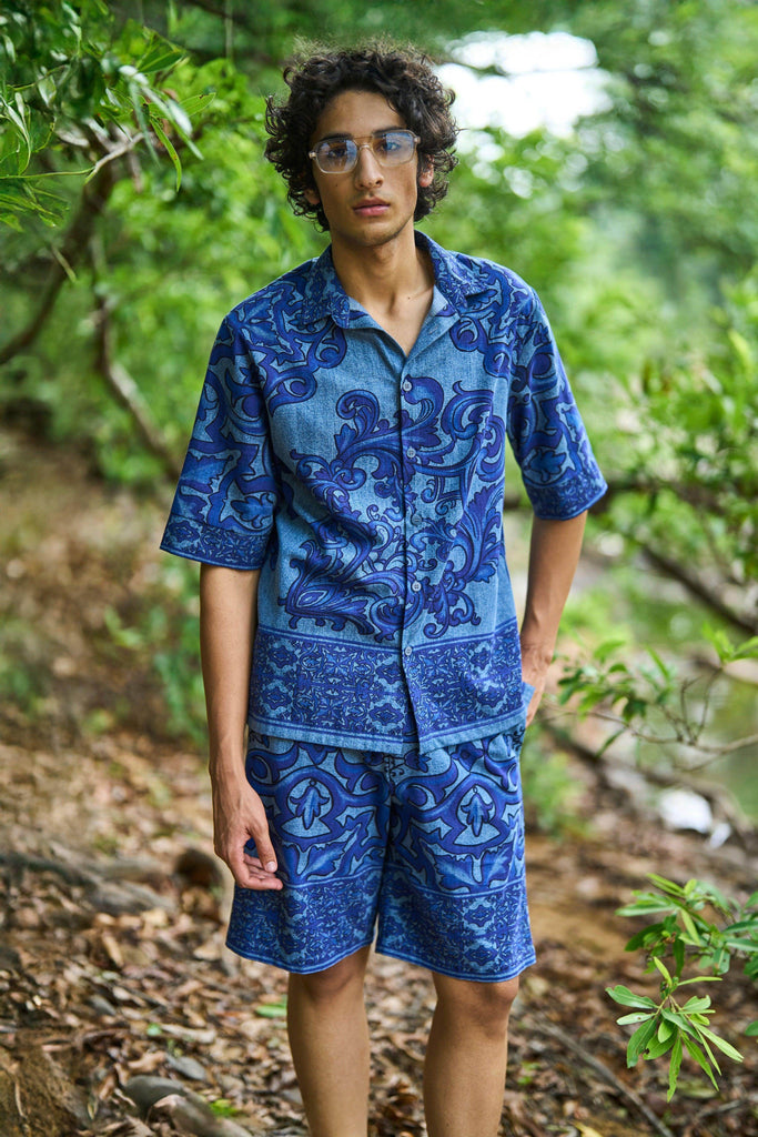 DENIM PRINTED SHORTS SET - dash and dot dash and dot