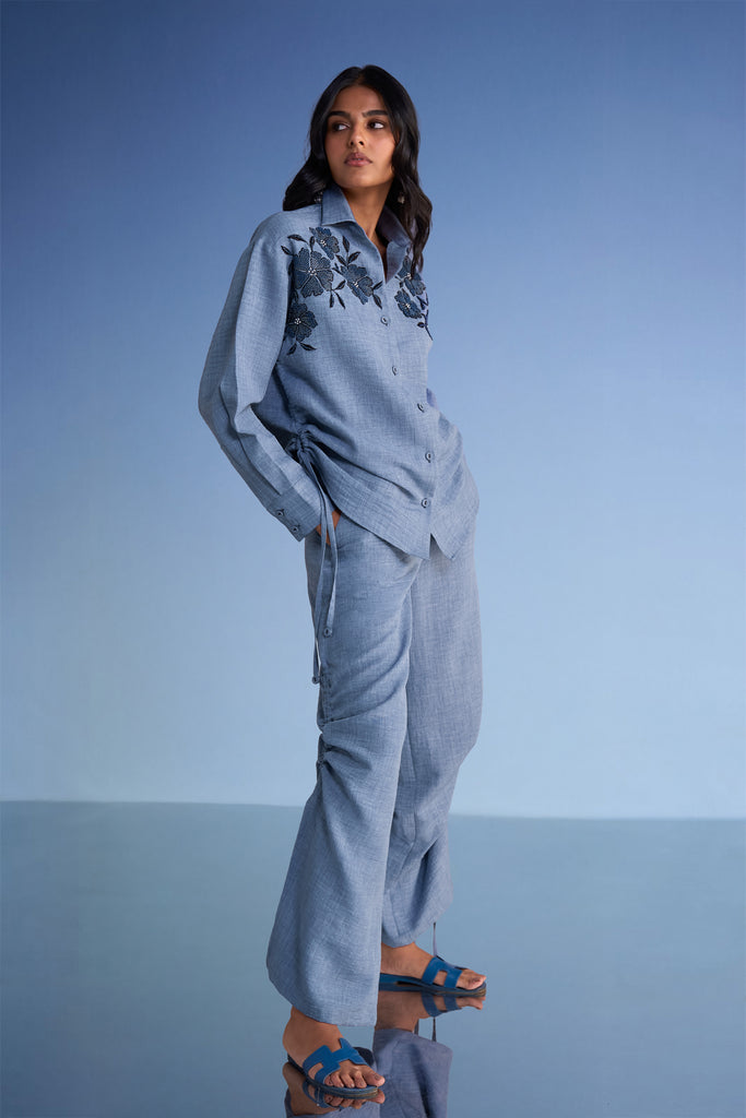 LINEN-TEXTURED WIDE-LEGGED PANT dash and dot