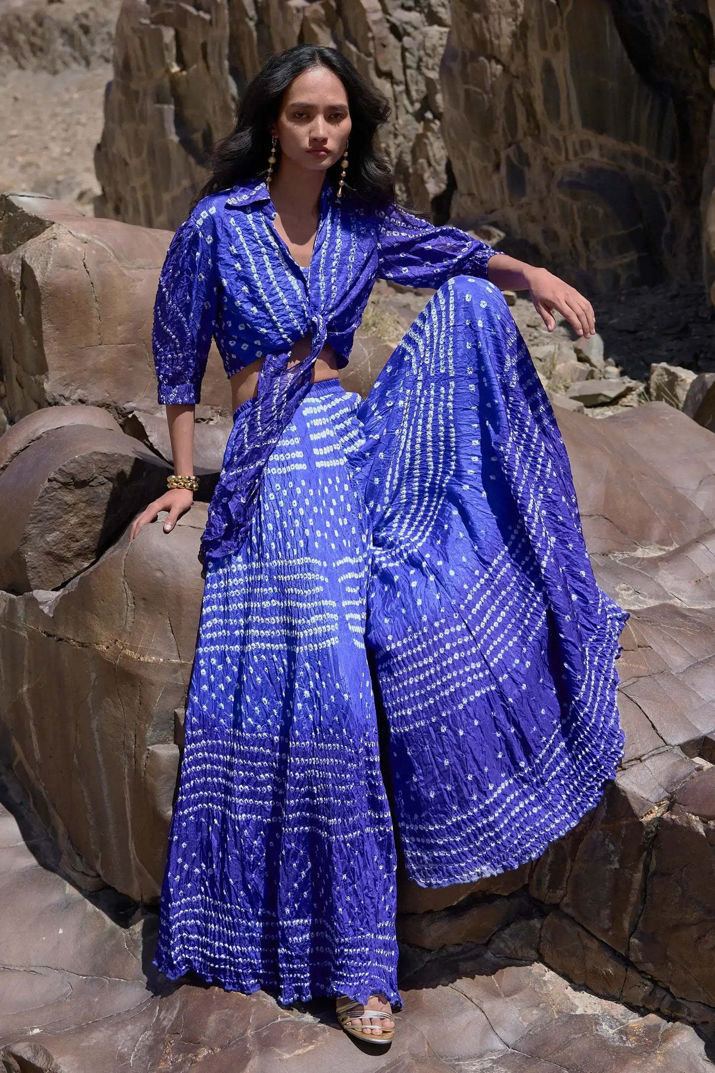 BANDHANI TOP & FLARED PANT