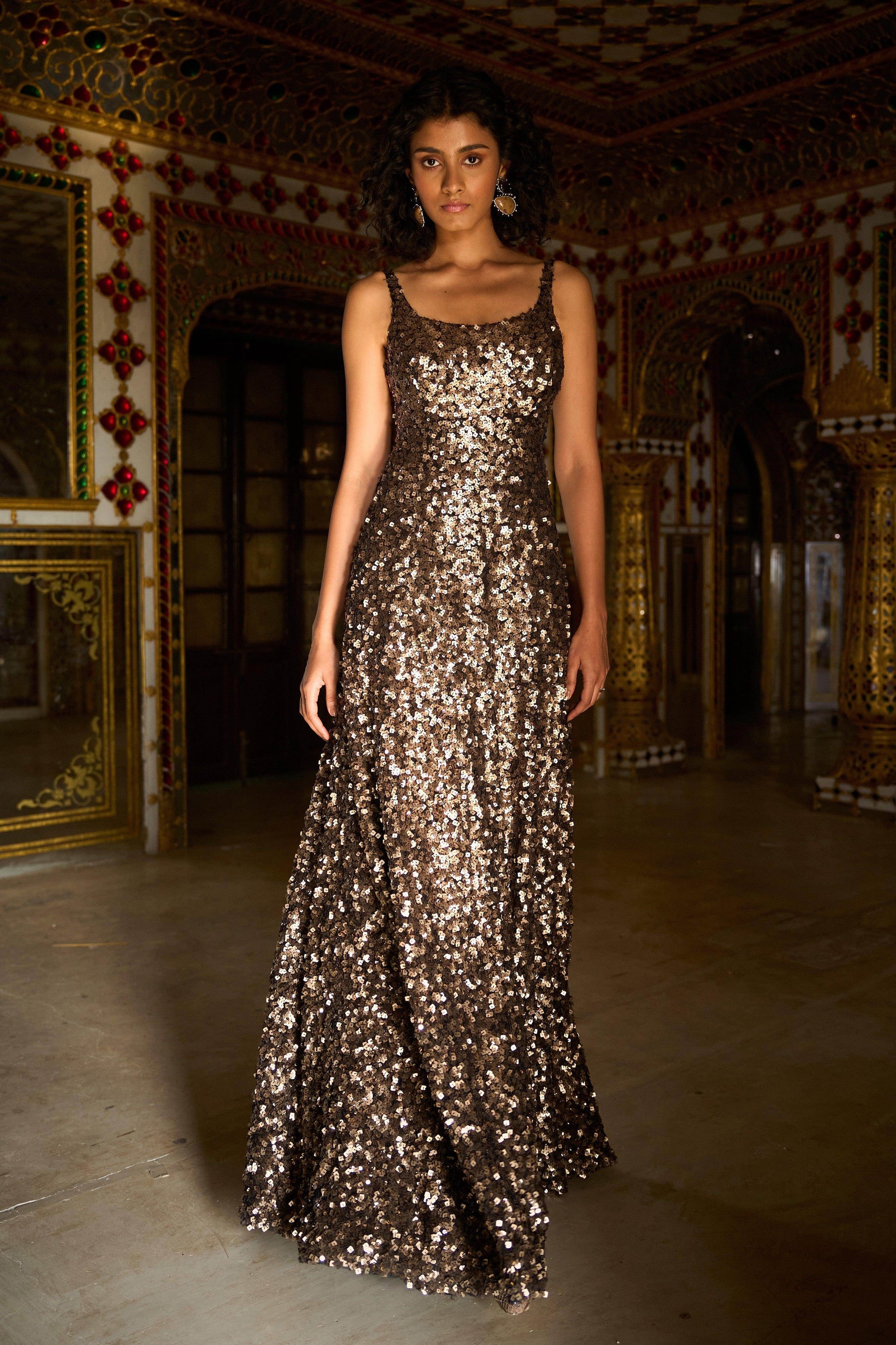 GOLD SEQUIN GOWN - dash and dot