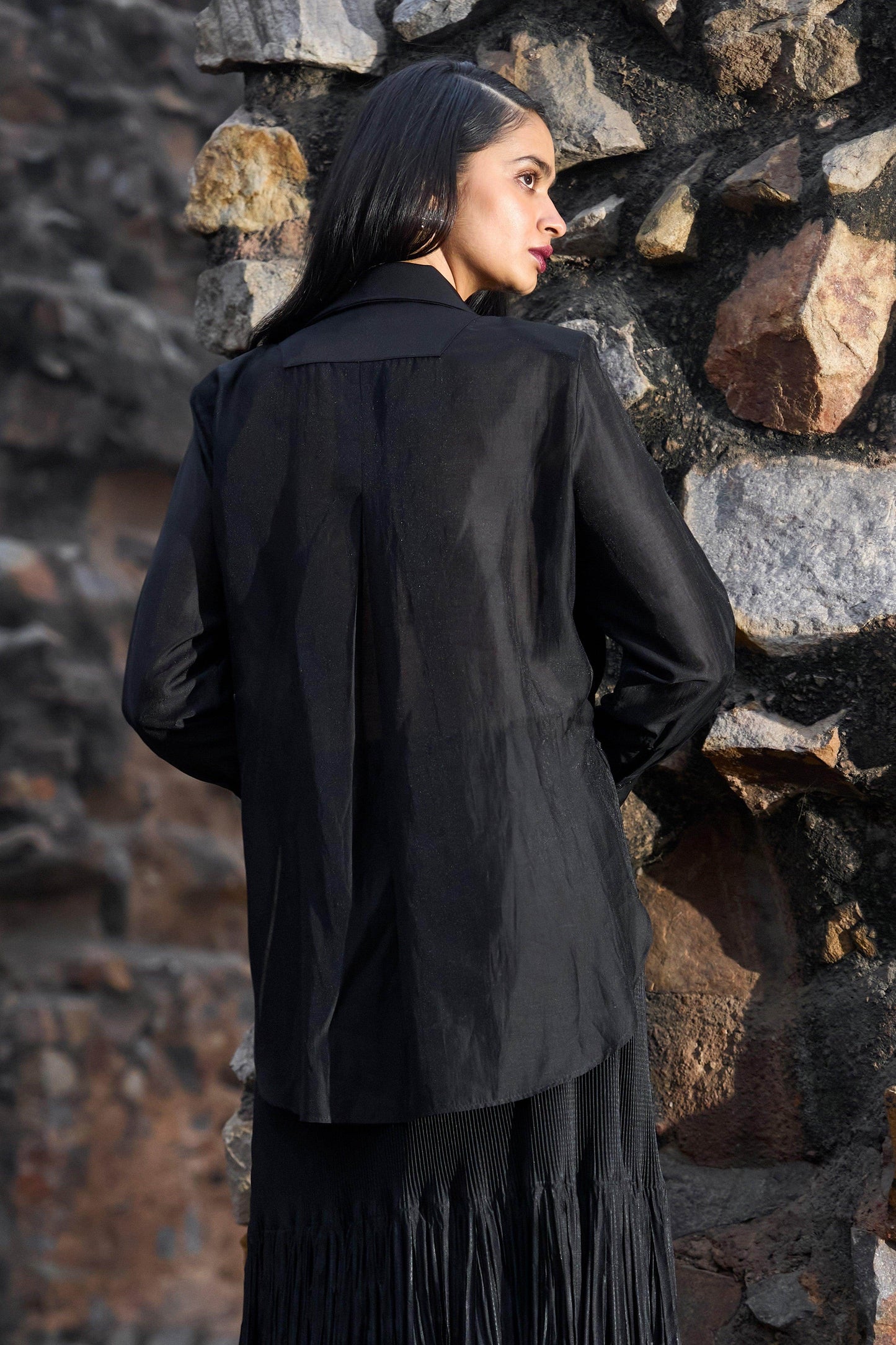 SIDE-TIE BLAZER SHIRT - dash and dot