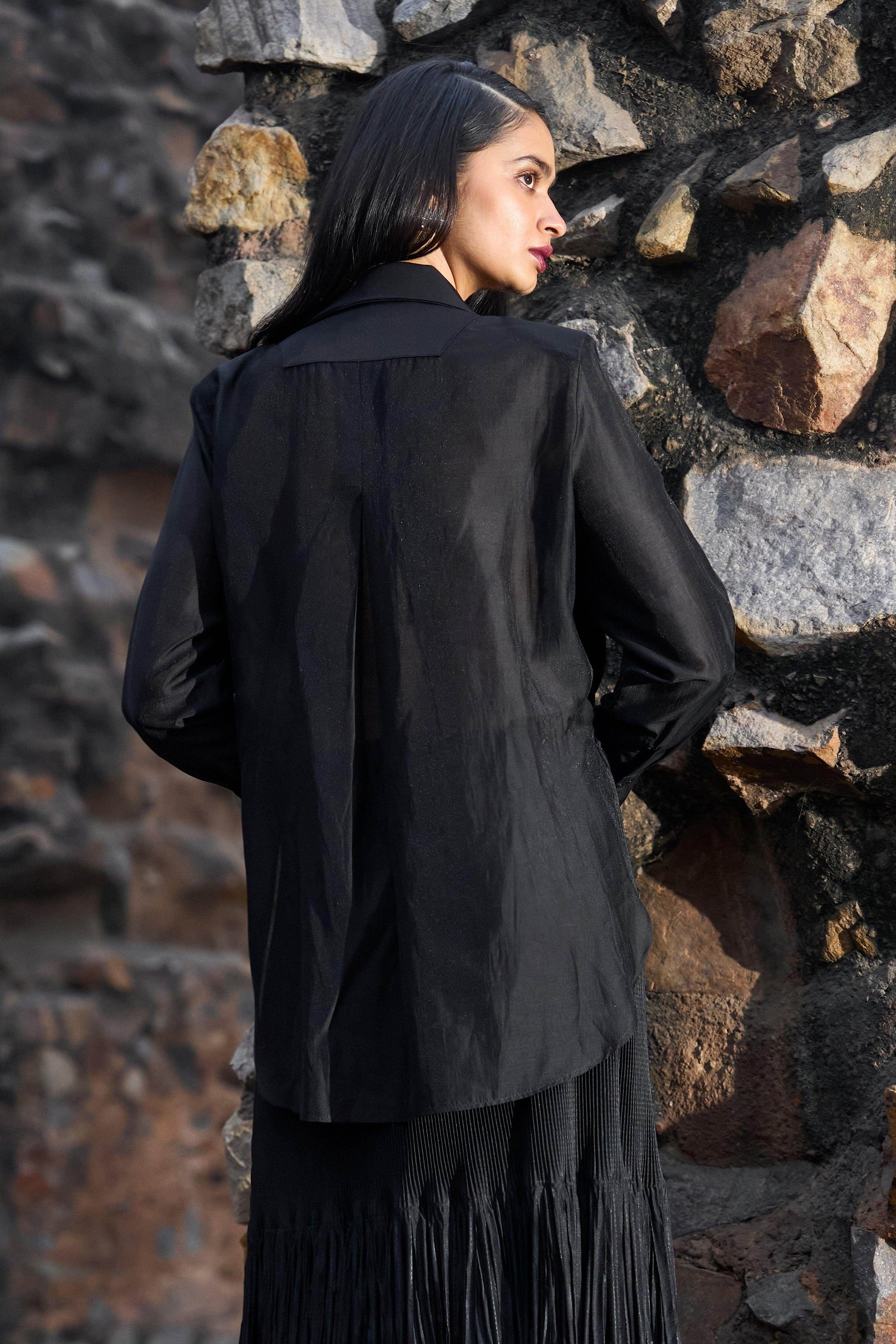 SIDE-TIE BLAZER SHIRT - dash and dot