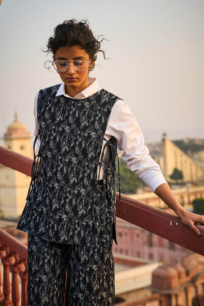 DENIM JACQUARD OVERLAY AND PANT SET - dash and dot dash and dot