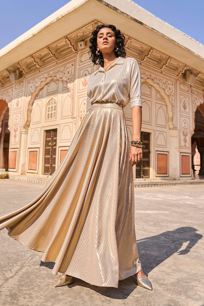 TEXTURED LAMÉ MAXI SKIRT - dash and dot dash and dot