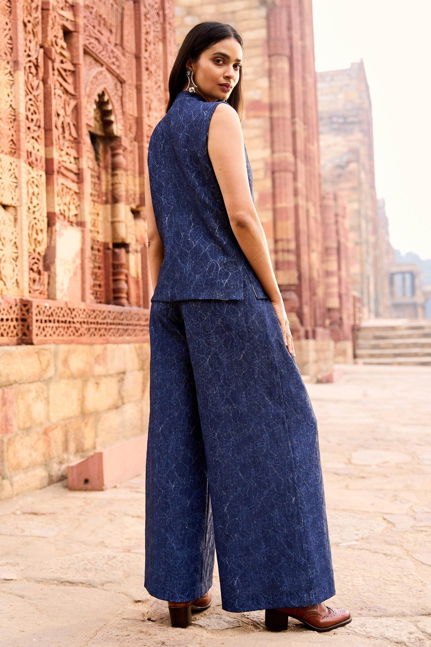 DENIM LACE WAISTCOAT AND PANT SET - dash and dot