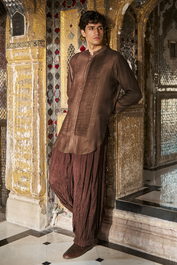 PINTUCK LONGLINE SHIRT AND CRUSHED CRINKLED PANT dash and dot