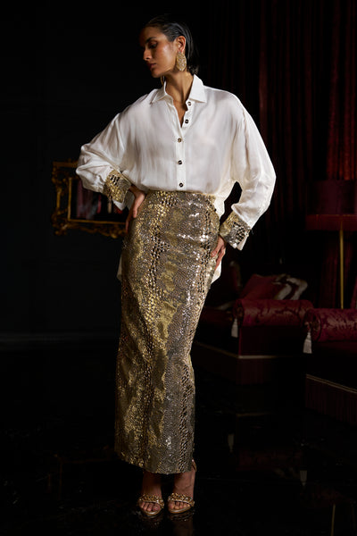 MIRROR AND SEQUIN SKIRT SET