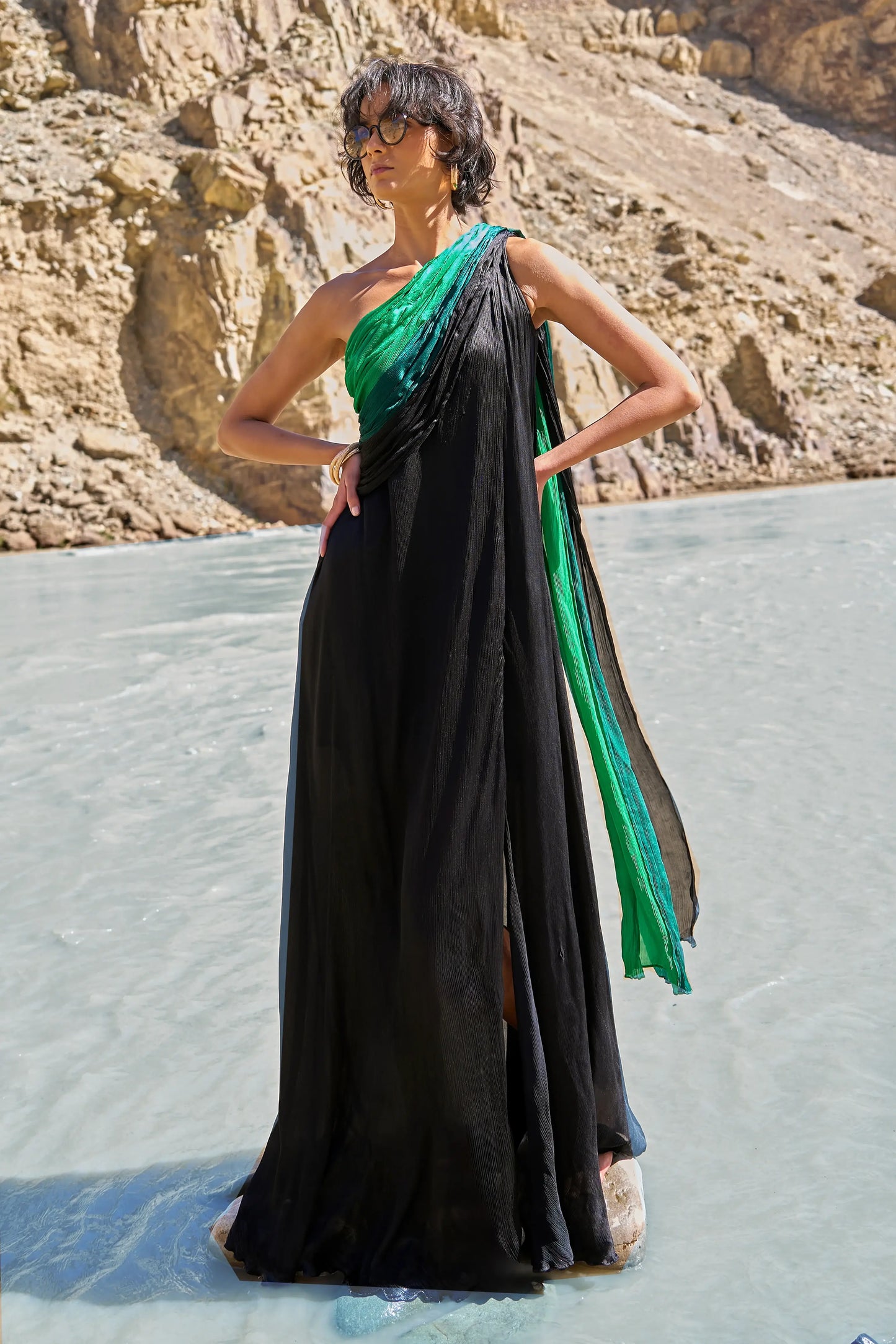 OMBRÉ DRAPED SARI GOWN